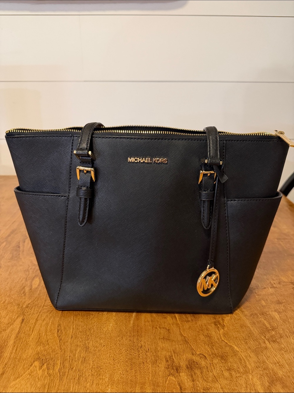 Michael Kors Black Purse with Gold Hardware - Picture 2 of 14